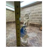 Vintage Murano Style Art Glass Bird Figurine Blue Clear 9in