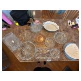 Lot of Vintage Glass Serving Dishes Milk Glass Pink Depression Tray