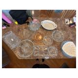Lot of Vintage Glass Serving Dishes Milk Glass Pink Depression Tray