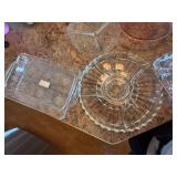Lot of Vintage Glass Serving Dishes Milk Glass Pink Depression Tray