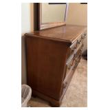 Traditional Cherry Finish Dresser With Matching Framed Mirror