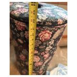 Floral Fabric Laundry Hamper With Lid & Blue White Fleece Throw