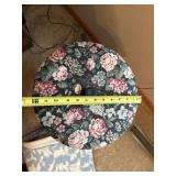 Floral Fabric Laundry Hamper With Lid & Blue White Fleece Throw