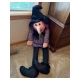 Large Plush Halloween Witch Figure Purple Dress 58 Inch Decor