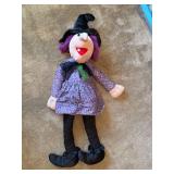 Large Plush Halloween Witch Figure Purple Dress 58 Inch Decor