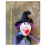 Large Plush Halloween Witch Figure Purple Dress 58 Inch Decor
