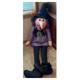 Large Plush Halloween Witch Figure Purple Dress 58 Inch Decor