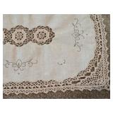 Vintage Linen Dresser Scarf Table Runner Set Crochet Lace Embroidery