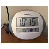 SkyScan Atomic Clock With Black Gooseneck Desk Lamp Tabletop Set