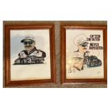 Pair of Dale Earnhardt Framed Racing Art Prints 13.5 x 16