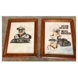 Pair of Dale Earnhardt Framed Racing Art Prints 13.5 x 16