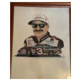 Pair of Dale Earnhardt Framed Racing Art Prints 13.5 x 16