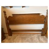 Vintage Early American Wood Headboard 62x42 Turned Post Design