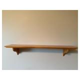 Lot of 2 Unbranded Oak Wall Display Shelves with Scroll Brackets Approx 27" and 34" wide