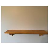 Lot of 2 Unbranded Oak Wall Display Shelves with Scroll Brackets Approx 27" and 34" wide