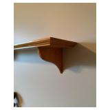Lot of 2 Unbranded Oak Wall Display Shelves with Scroll Brackets Approx 27" and 34" wide