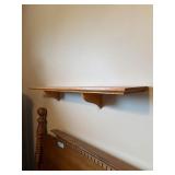 Lot of 2 Unbranded Oak Wall Display Shelves with Scroll Brackets Approx 27" and 34" wide