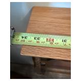 Lot of 2 Unbranded Oak Wall Display Shelves with Scroll Brackets Approx 27" and 34" wide
