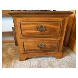 Traditional 2 Drawer Wood Nightstand End Table Brass Bail Pulls