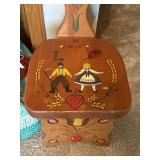 Vintage Country Folk Art Decor Lot Painted Chair Rag Doll Shelf