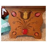 Vintage Country Folk Art Decor Lot Painted Chair Rag Doll Shelf