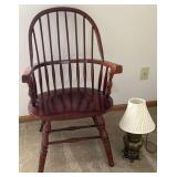 Vintage Windsor Armchair with Table Lamp & Seat Cushion