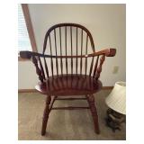 Vintage Windsor Armchair with Table Lamp & Seat Cushion