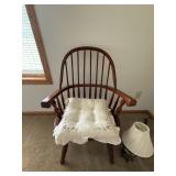 Vintage Windsor Armchair with Table Lamp & Seat Cushion