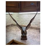 Hand Carved Wood Bald Eagle Sculpture Figure Spread Wings 19in