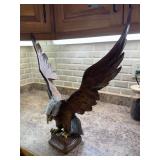 Hand Carved Wood Bald Eagle Sculpture Figure Spread Wings 19in