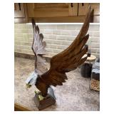 Hand Carved Wood Bald Eagle Sculpture Figure Spread Wings 19in