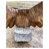 Hand Carved Wood Bald Eagle Sculpture Figure Spread Wings 19in