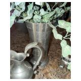 Vintage Pewter & Porcelain Vase Pitcher Decorative Tabletop Lot