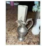 Vintage Pewter & Porcelain Vase Pitcher Decorative Tabletop Lot