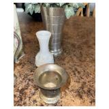 Vintage Pewter & Porcelain Vase Pitcher Decorative Tabletop Lot