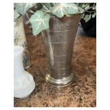 Vintage Pewter & Porcelain Vase Pitcher Decorative Tabletop Lot