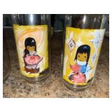 Set of 4 Vintage DeGrazia Child Art Glass Tumblers Drinkware