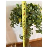 Decorative Fluted Pedestal Plant Stand w Faux Greenery 34in