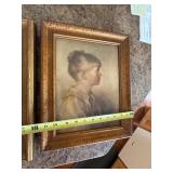 Set of 3 Vintage Framed Child Portrait & Madonna Prints Gilt Frames