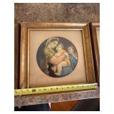 Set of 3 Vintage Framed Child Portrait & Madonna Prints Gilt Frames