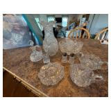 Vintage Cut Glass Crystal Serving Pieces Vase Bowl Cruet Shakers