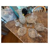 Vintage Cut Glass Crystal Serving Pieces Vase Bowl Cruet Shakers