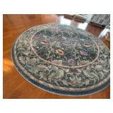 Round Floral Area Rug Blue Green Traditional 70in Diameter