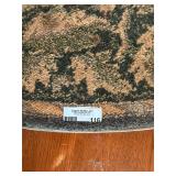 Round Floral Area Rug Blue Green Traditional 70in Diameter