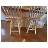 Set of 3 Oak Windsor Back Counter Stools Farmhouse Natural Finish