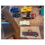 Vintage Style Die-Cast Pickup Truck Car Decor Lot w Wood Truck Plaque