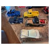 Vintage Style Die-Cast Pickup Truck Car Decor Lot w Wood Truck Plaque