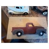 Vintage Style Die-Cast Pickup Truck Car Decor Lot w Wood Truck Plaque