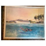Lot of Tropical Scenic Art Prints Cruise Ship Island Beach Decor