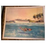 Lot of Tropical Scenic Art Prints Cruise Ship Island Beach Decor